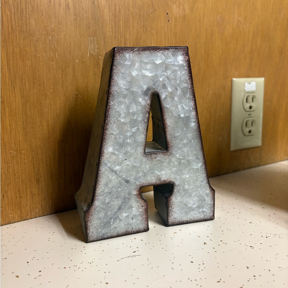 Metal Letter A Decor - Silver Industrial Accent